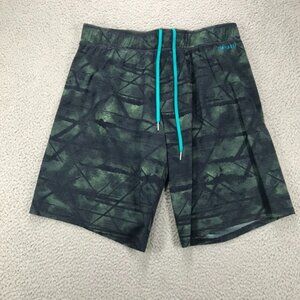 DECATHLON Nabaiji Shorts Mens Size LARGE Green Print 10" Inseam Swim Trunks